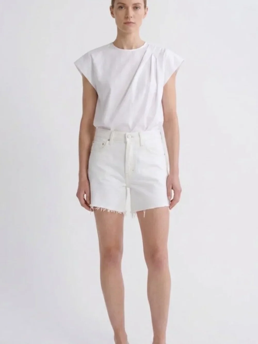 AGOLDE Parker Long Vintage Shorts in the Panna Cotta